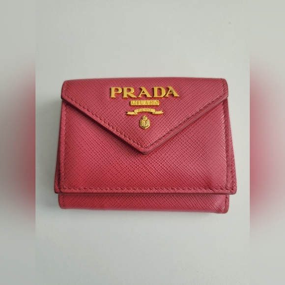Prada Pink Vitello Leather Trifold Compact Wallet - Picture 6 of 8